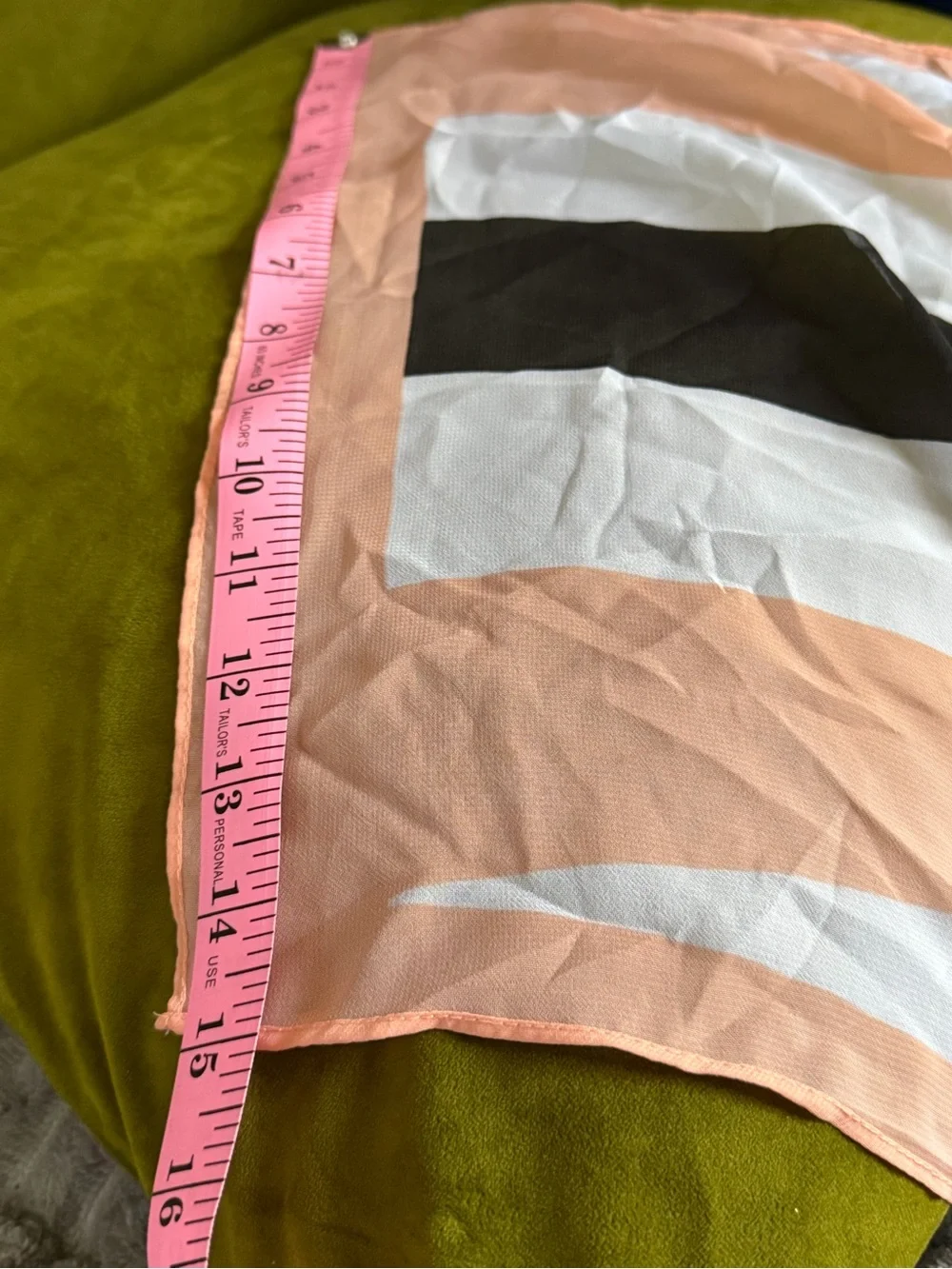 New Lalique Peach, White & Black Bird Art Deco Graphic Luxury Scarf